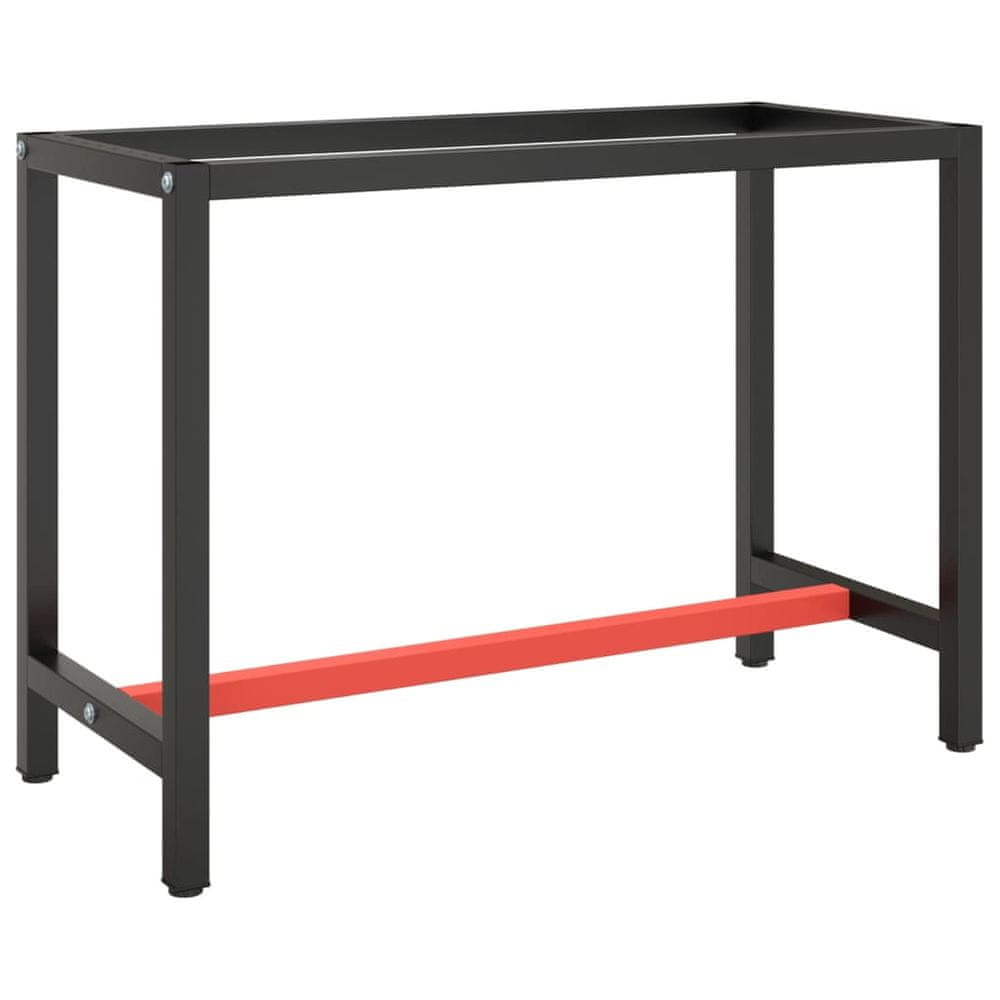 Petromila vidaXL Rám pracovného stola matný čierny a matný červený 110x50x79 cm kov